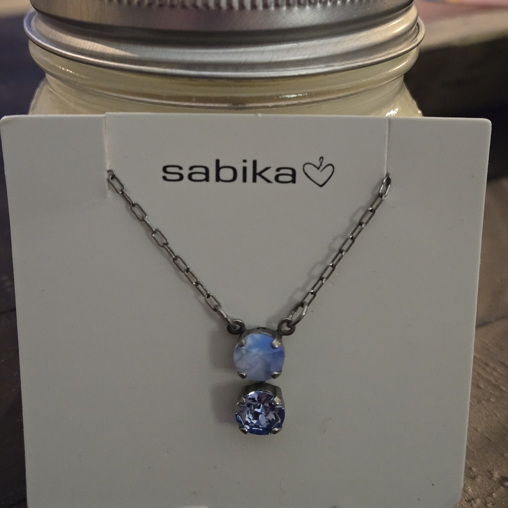 Sabika Silver and Blue Necklace - Picture 4 of 5
